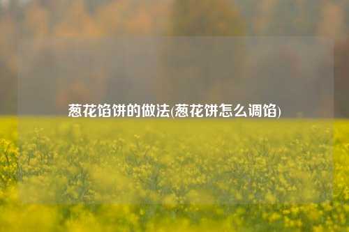 葱花馅饼的做法(葱花饼怎么调馅)